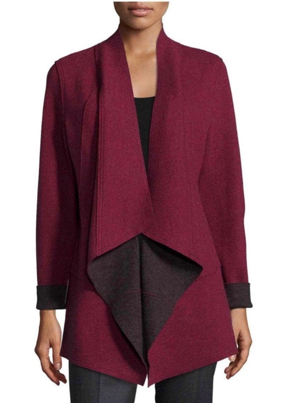 Eileen Fisher
Burgundy Passionflower Merino Double-Knit Kimono Jacket S